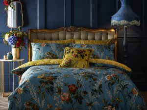 Oasis Leighton Multi Teal and Ochre Floral Duvet and Pillowcase Set