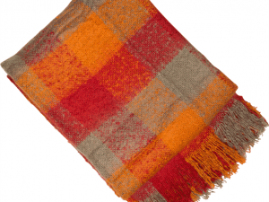 Autumnal red and orange check throw 150x180cm