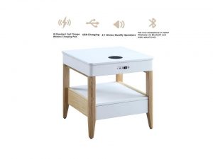Zest Mandarin Bedside Table with Built-In Charger and Speakers
