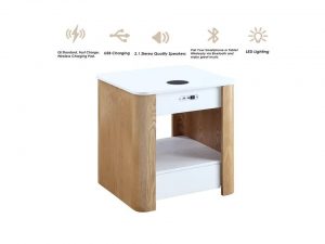 Zest Tangerine Bedside Table with Built-In Charger and Speakers