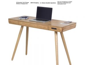 Zest Clementine Desk With Built-In Charger, USB & Speakers